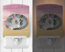 Load image into Gallery viewer, Sleeping Grey Cat Watercolor Ceramic Night Light BB7353CNL