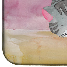 Load image into Gallery viewer, Sleeping Grey Cat Watercolor Dish Drying Mat – Absorbent, Artistic Kitchen Essentials BB7353DDM