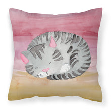 Load image into Gallery viewer, Sleeping Grey Cat Watercolor Fabric Decorative Pillow BB7353PW1818
