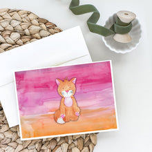 Load image into Gallery viewer, Orange Cat Watercolor Greeting Cards -  Blank Note Cards – 8-Pack of Artist-Designed Cards with Envelopes
