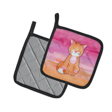 Load image into Gallery viewer, Orange Cat Watercolor Pot Holders - Set of 2 - Heat-Resistant Kitchen Essentials BB7354PTHD