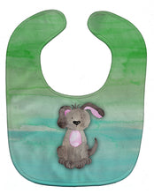 Load image into Gallery viewer, Dog Teal and Green Watercolor Baby Bib BB7357BIB