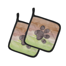 Load image into Gallery viewer, Dog Paw Watercolor Pot Holders - Set of 2 - Heat-Resistant Kitchen Essentials BB7359PTHD