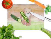 Load image into Gallery viewer, Dog Green and Brown Watercolor Glass Cutting Boards – Durable, Decorative Kitchen Art Large BB7360LCB