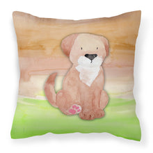 Load image into Gallery viewer, Dog Green and Brown Watercolor Fabric Decorative Pillow BB7360PW1818