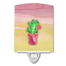 Load image into Gallery viewer, Flowering Cactus Watercolor Ceramic Night Light BB7361CNL