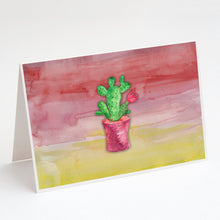 Load image into Gallery viewer, Flowering Cactus Watercolor Greeting Cards -  Blank Note Cards – 8-Pack of Artist-Designed Cards with Envelopes