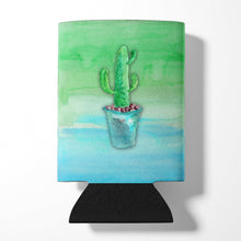Load image into Gallery viewer, Cactus Teal and Green Watercolor Can or Bottle Hugger BB7362CC