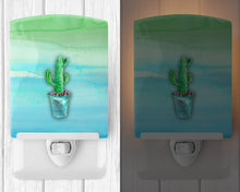 Load image into Gallery viewer, Cactus Teal and Green Watercolor Ceramic Night Light BB7362CNL