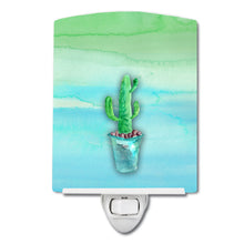 Load image into Gallery viewer, Cactus Teal and Green Watercolor Ceramic Night Light BB7362CNL