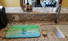 Load image into Gallery viewer, Cactus Teal and Green Watercolor Dish Drying Mat – Absorbent, Artistic Kitchen Essentials BB7362DDM