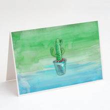 Load image into Gallery viewer, Cactus Teal and Green Watercolor Greeting Cards -  Blank Note Cards – 8-Pack of Artist-Designed Cards with Envelopes