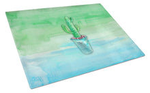 Load image into Gallery viewer, Cactus Teal and Green Watercolor Glass Cutting Boards – Durable, Decorative Kitchen Art Large BB7362LCB