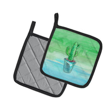 Load image into Gallery viewer, Cactus Teal and Green Watercolor Pot Holders - Set of 2 - Heat-Resistant Kitchen Essentials BB7362PTHD