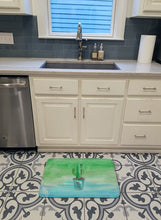 Load image into Gallery viewer, Cactus Teal and Green Watercolor Machine Washable Memory Foam Mat BB7362RUG