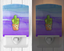 Load image into Gallery viewer, Cactus Blue and Purple Watercolor Ceramic Night Light BB7363CNL