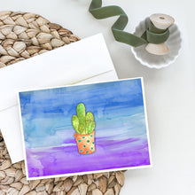 Load image into Gallery viewer, Cactus Blue and Purple Watercolor Greeting Cards -  Blank Note Cards – 8-Pack of Artist-Designed Cards with Envelopes