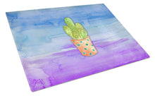 Load image into Gallery viewer, Cactus Blue and Purple Watercolor Glass Cutting Boards – Durable, Decorative Kitchen Art Large BB7363LCB