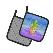 Load image into Gallery viewer, Cactus Blue and Purple Watercolor Pot Holders - Set of 2 - Heat-Resistant Kitchen Essentials BB7363PTHD