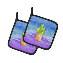 Load image into Gallery viewer, Cactus Blue and Purple Watercolor Pot Holders - Set of 2 - Heat-Resistant Kitchen Essentials BB7363PTHD