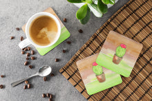 Load image into Gallery viewer, Cactus Green and Brown Watercolor Foam Coaster  BB7365FC