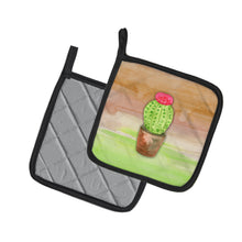 Load image into Gallery viewer, Cactus Green and Brown Watercolor Pot Holders - Set of 2 - Heat-Resistant Kitchen Essentials BB7365PTHD