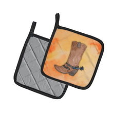 Load image into Gallery viewer, Cowboy Boot Watercolor Pot Holders - Set of 2 - Heat-Resistant Kitchen Essentials BB7371PTHD