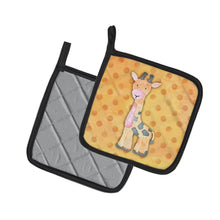 Load image into Gallery viewer, Polkadot Griaffe Watercolor Pot Holders - Set of 2 - Heat-Resistant Kitchen Essentials BB7373PTHD