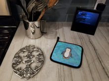 Load image into Gallery viewer, Polkadot Penguin Watercolor Pot Holders - Set of 2 - Heat-Resistant Kitchen Essentials BB7376PTHD