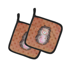 Load image into Gallery viewer, Polkadot Hedgehog Watercolor Pot Holders - Set of 2 - Heat-Resistant Kitchen Essentials BB7378PTHD