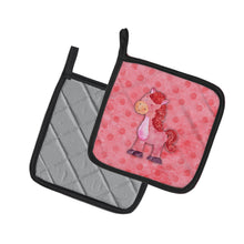 Load image into Gallery viewer, Polkadot Horse Watercolor Pot Holders - Set of 2 - Heat-Resistant Kitchen Essentials BB7379PTHD