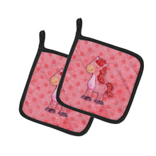 Load image into Gallery viewer, Polkadot Horse Watercolor Pot Holders - Set of 2 - Heat-Resistant Kitchen Essentials BB7379PTHD