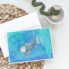 Load image into Gallery viewer, Blue Fish Watercolor Greeting Cards -  Blank Note Cards – 8-Pack of Artist-Designed Cards with Envelopes