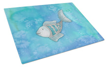 Load image into Gallery viewer, Blue Fish Watercolor Glass Cutting Boards – Durable, Decorative Kitchen Art Large BB7386LCB