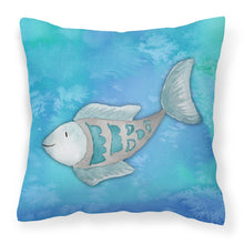 Load image into Gallery viewer, Blue Fish Watercolor Fabric Decorative Pillow BB7386PW1818