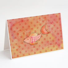 Load image into Gallery viewer, Orange Fish Watercolor Greeting Cards -  Blank Note Cards – 8-Pack of Artist-Designed Cards with Envelopes