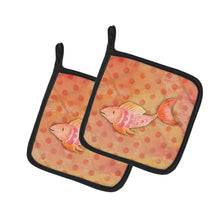 Load image into Gallery viewer, Orange Fish Watercolor Pot Holders - Set of 2 - Heat-Resistant Kitchen Essentials BB7387PTHD