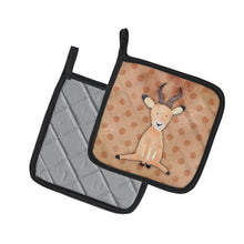 Load image into Gallery viewer, Polkadot Antelope Watercolor Pot Holders - Set of 2 - Heat-Resistant Kitchen Essentials BB7391PTHD