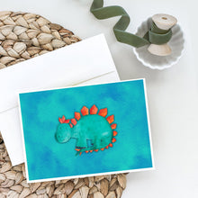 Load image into Gallery viewer, Stegosaurus Watercolor Greeting Cards -  Blank Note Cards – 8-Pack of Artist-Designed Cards with Envelopes