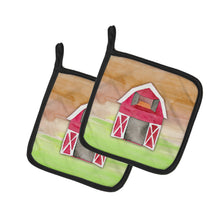 Load image into Gallery viewer, Barn Watercolor Pot Holders - Set of 2 - Heat-Resistant Kitchen Essentials BB7409PTHD