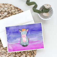 Load image into Gallery viewer, Donkey Watercolor Greeting Cards -  Blank Note Cards – 8-Pack of Artist-Designed Cards with Envelopes