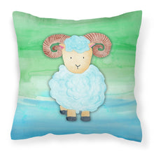 Load image into Gallery viewer, Ram Sheep Watercolor Fabric Decorative Pillow BB7418PW1818