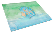 Load image into Gallery viewer, Blue Fish Watercolor Glass Cutting Boards – Durable, Decorative Kitchen Art Large BB7419LCB