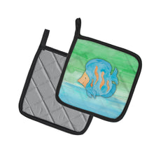 Load image into Gallery viewer, Blue Fish Watercolor Pot Holders - Set of 2 - Heat-Resistant Kitchen Essentials BB7419PTHD