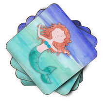 Load image into Gallery viewer, Ginger Mermaid Watercolor Foam Coaster  BB7421FC