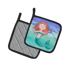 Load image into Gallery viewer, Ginger Mermaid Watercolor Pot Holders - Set of 2 - Heat-Resistant Kitchen Essentials BB7421PTHD