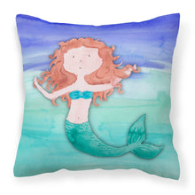 Load image into Gallery viewer, Ginger Mermaid Watercolor Fabric Decorative Pillow BB7421PW1818