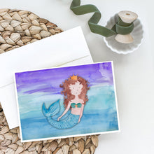 Load image into Gallery viewer, Brunette Mermaid Watercolor Greeting Cards -  Blank Note Cards – 8-Pack of Artist-Designed Cards with Envelopes