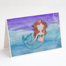 Load image into Gallery viewer, Brunette Mermaid Watercolor Greeting Cards -  Blank Note Cards – 8-Pack of Artist-Designed Cards with Envelopes