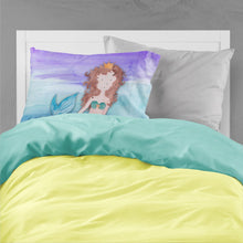 Load image into Gallery viewer, Brunette Mermaid Watercolor Fabric Standard Pillowcase – Artistic Decorative Front, White Back BB7422PILLOWCASE